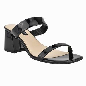 Nine West Galvin Block Heel Slides - Black - Ireland (PE2914673)